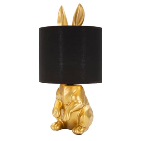 Lampa stołowa Rabbit, kolor złoty i czarny, żywica syntetyczna i żelazo, 20 x 20 x 43 cm, 1 x E27, max. 40 W, motyw: królik, Mauro Ferretti