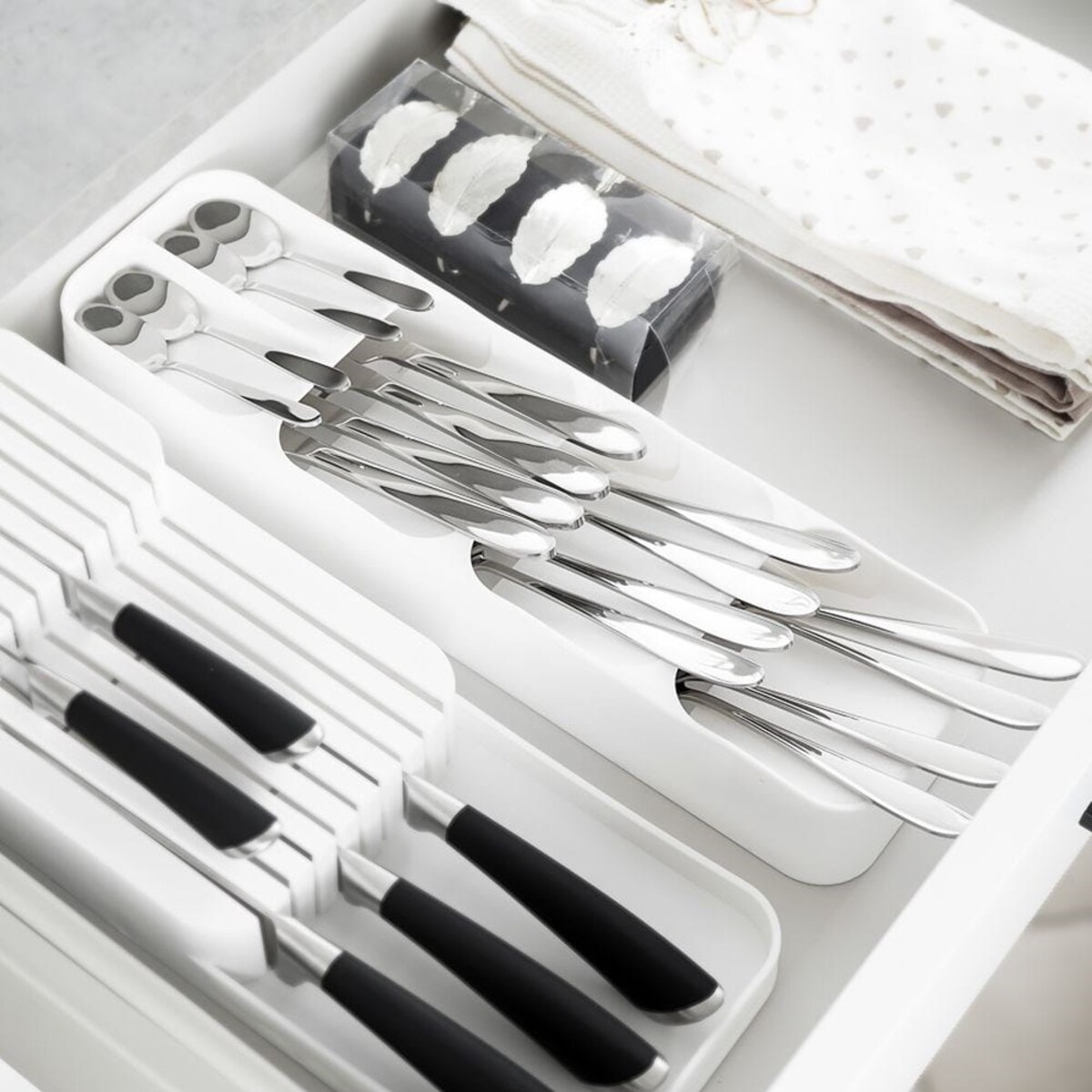 Organizer Wkład do Szuflady na sztućce Biały 39 x 11,5 x 5,5 cm