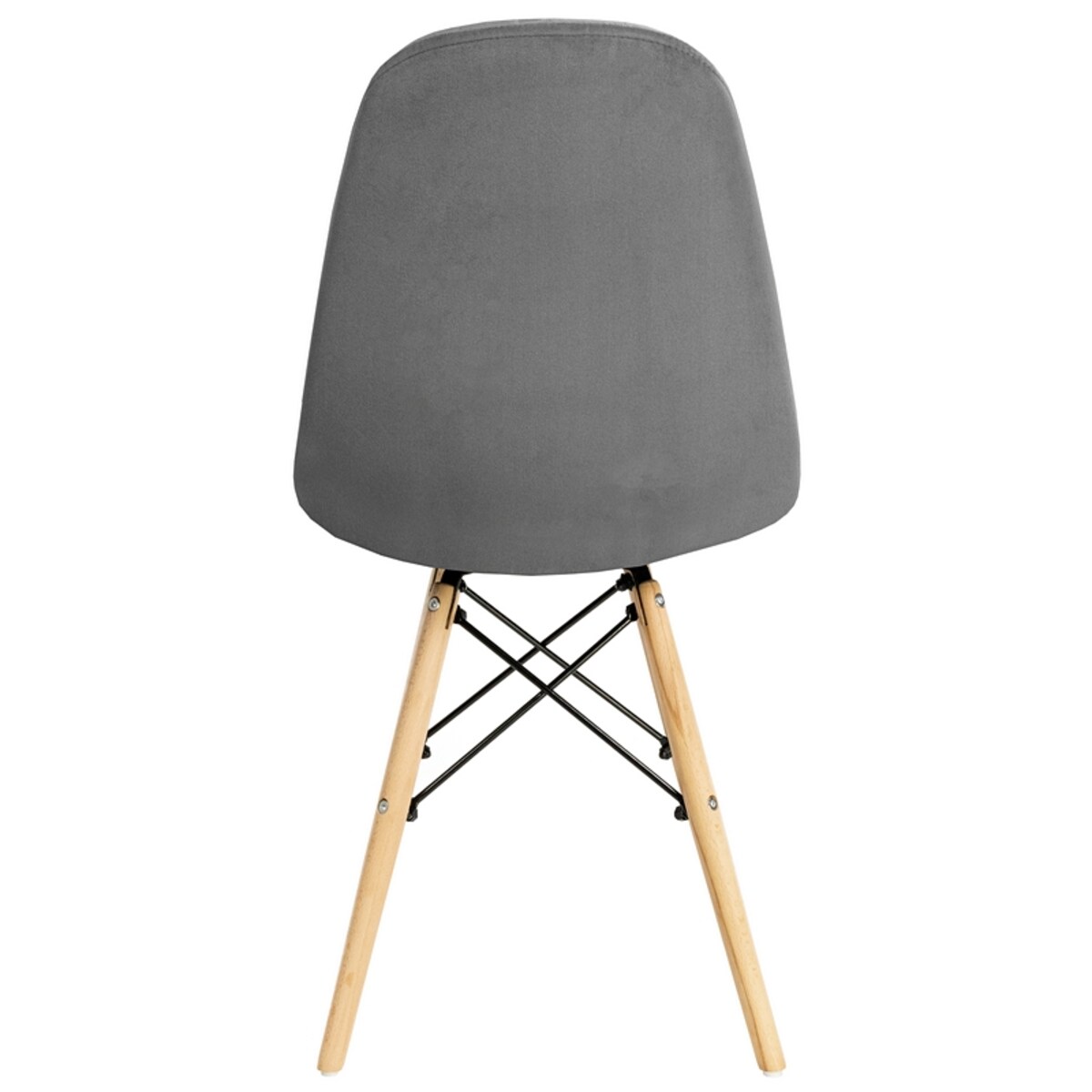 Krzesło tapicerowane do salonu welurowe skandynawskie szare