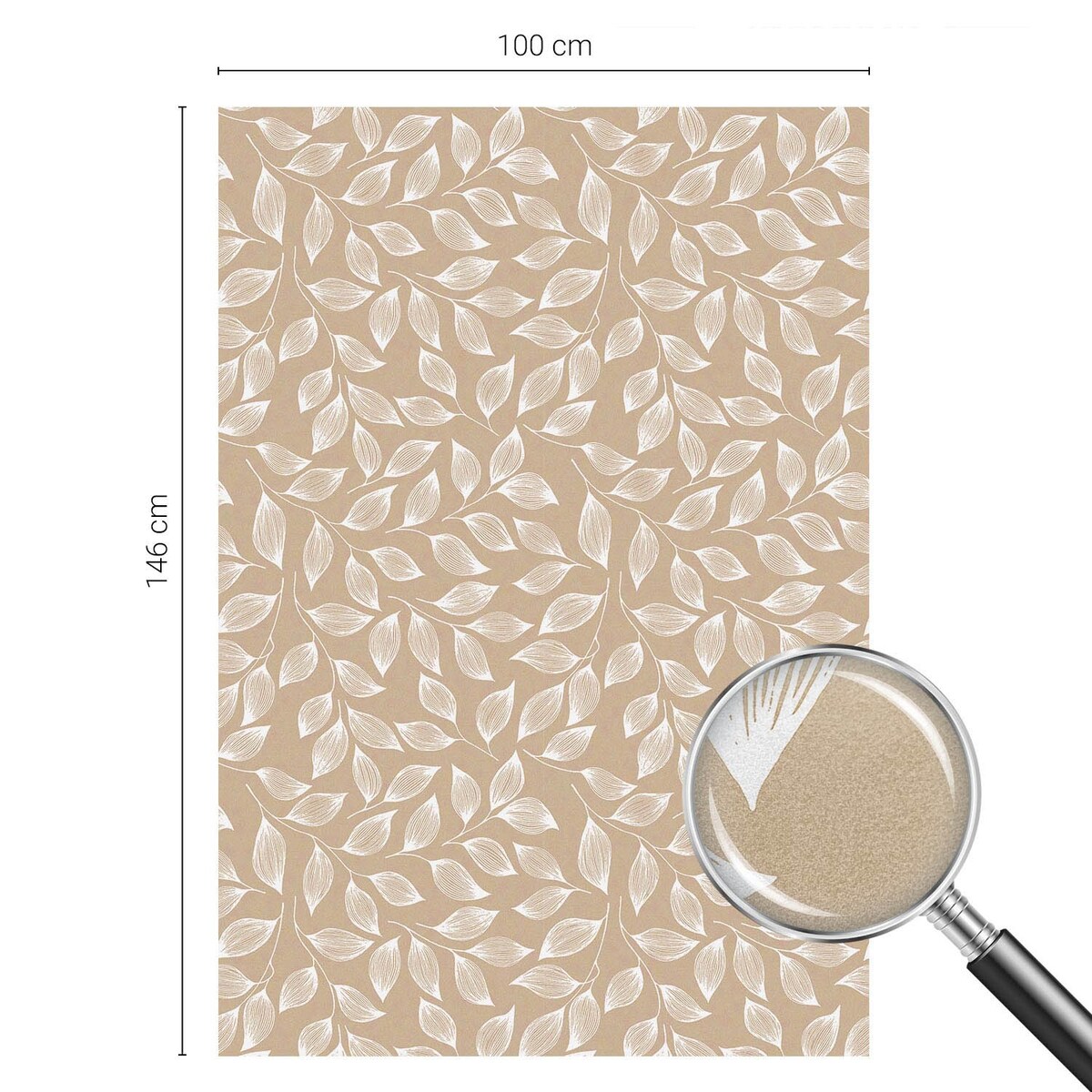 Folia na okno dekoracyjna - Liściasty wzór na neutralnym tle - 100x146 cm