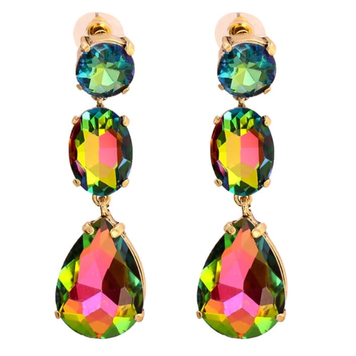 Kolczyki kolorowe opalizujące zielono różowe