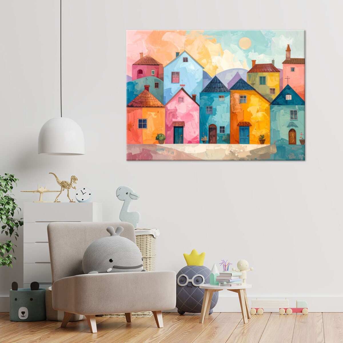 Obraz do pokoju dziecka nastolatka salonu, Abstrakcyjne kolorowe miasto 100x70 cm