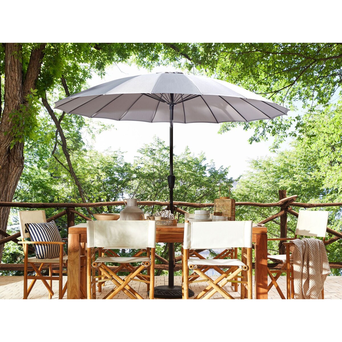 Parasol ogrodowy ⌀ 255 cm szary BAIA