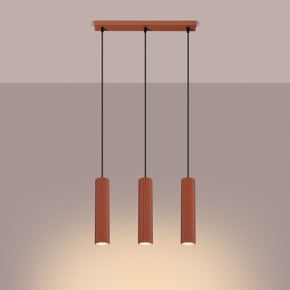 Lampa wisząca KARBON 3L ochra czerwona