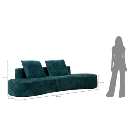 Sofa Island, kolor morski, poliester, 238 x 92 x 78 cm, styl nowoczesny, do salonu, Mauro Ferretti