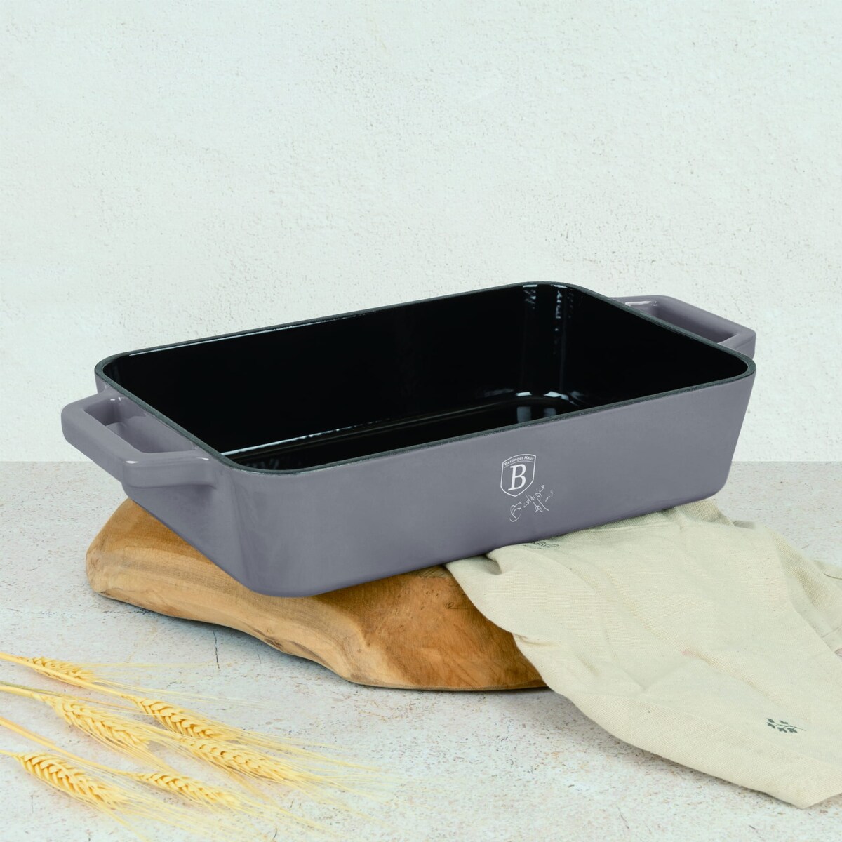 Emaliowana brytfanna żeliwna 30x20x7cm 3.0L BERLINGER HAUS Strong Mold Taupe