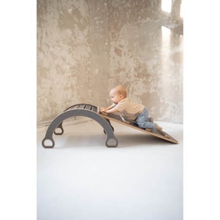 MAŁY bujak montessori + MAŁA zjeżdżalnia DRABINKA - szary