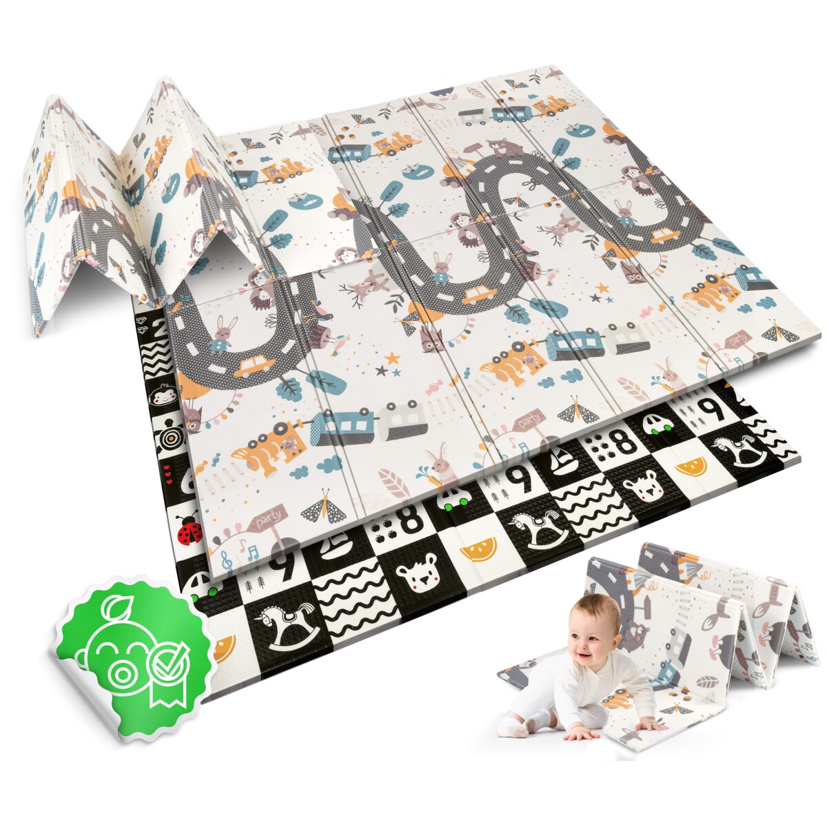 Mata piankowa edukacyjna składana dla dzieci duża 180x200 pianka xpe Nukido