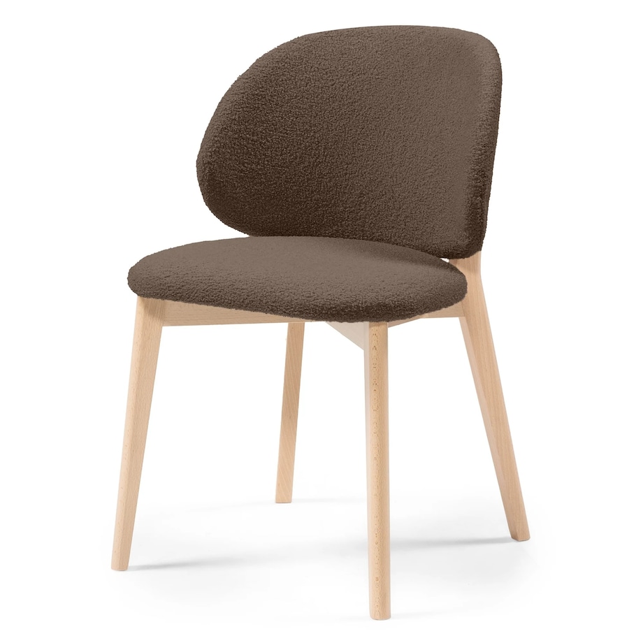Krzesło SELMA -VII brązowe/buk/boucle 79x48x48 cm