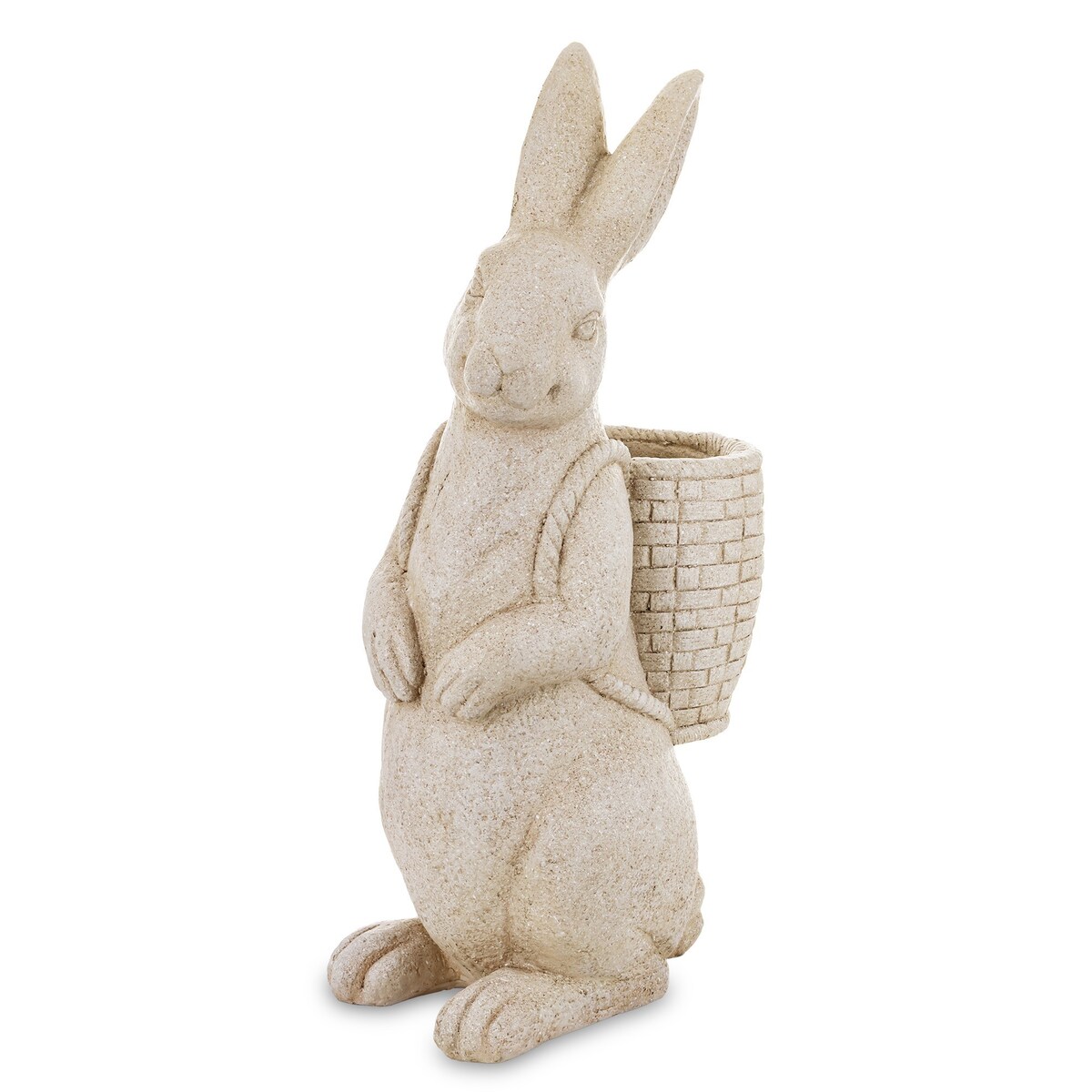 Figurka- duży królik z koszykiem na plecach 77x25x38 cm szary