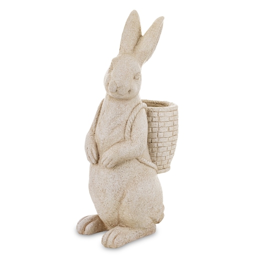 Figurka- duży królik z koszykiem na plecach 77x25x38 cm szary