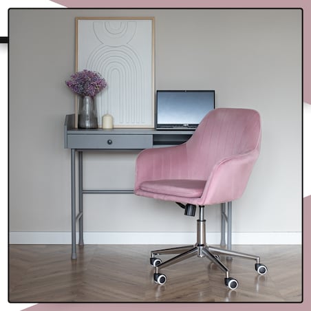 Krzesło biurowe fotel obrotowy welurowy regulowany różowy