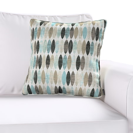 Poszewka Gabi na poduszkę 60x60 wzory w odcieniach błękitu, beżu i czarnego na jasnym tle