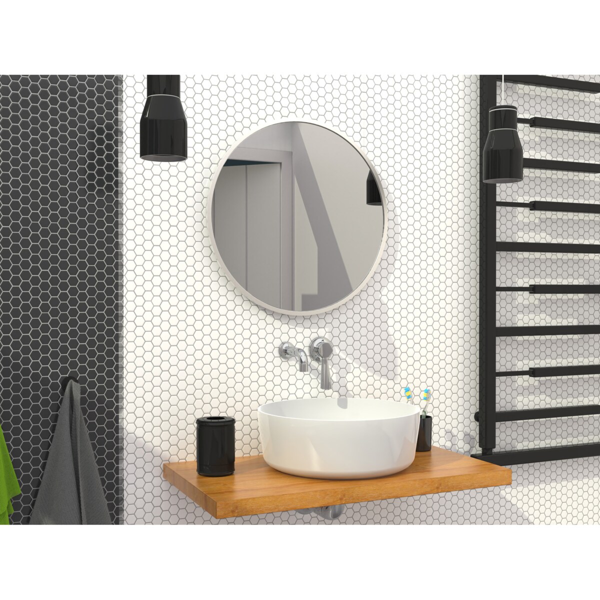 Lustro okrągłe LED z poświatą – białe - 80 cm