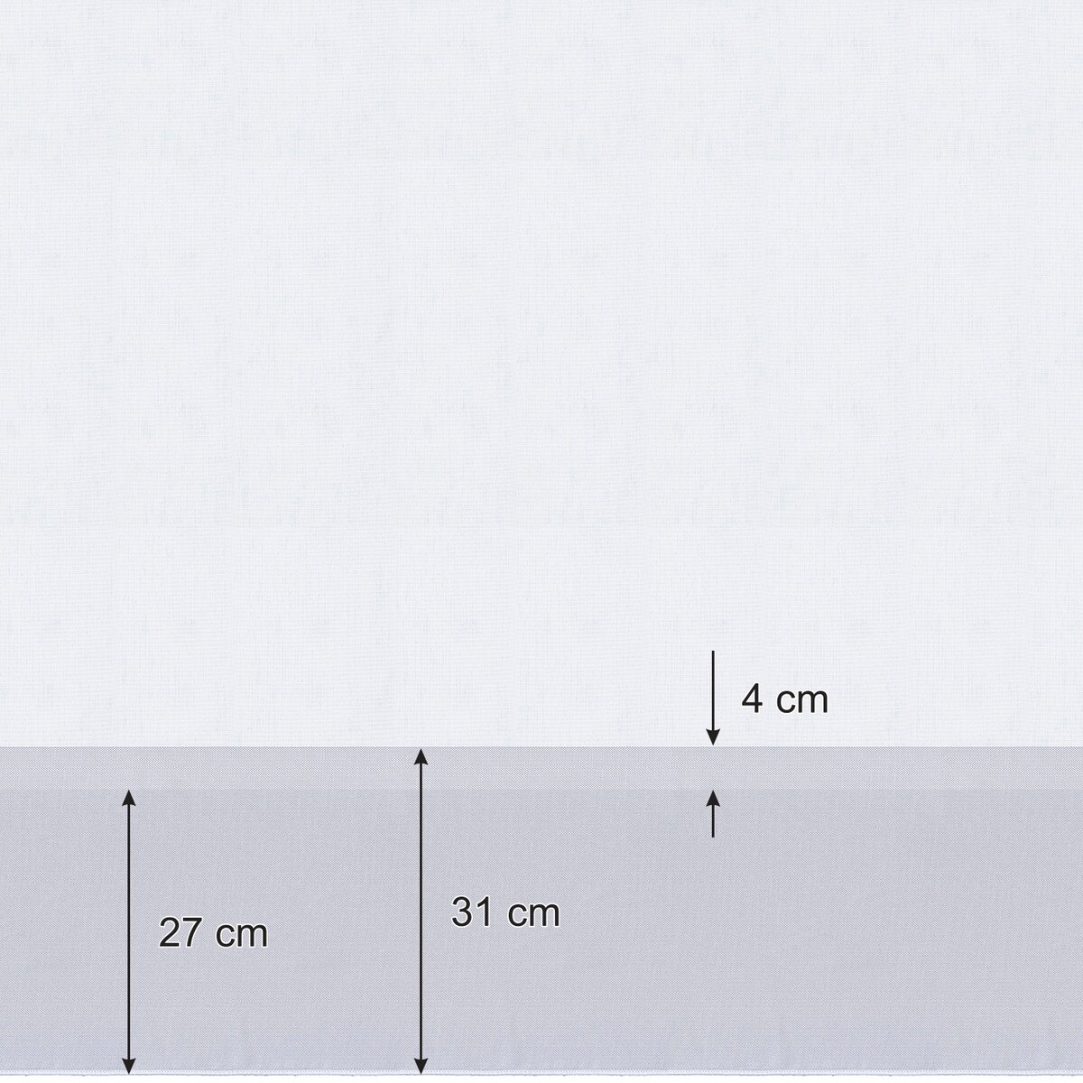 Firana na taśmie wave 300x245 biały z satynowym pasem na dole