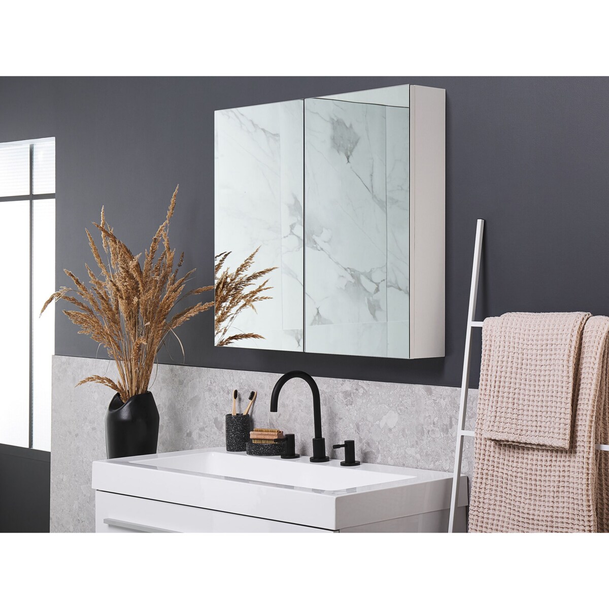 Szafka łazienkowa wisząca z lustrem 80 x 70 cm NAVARRA