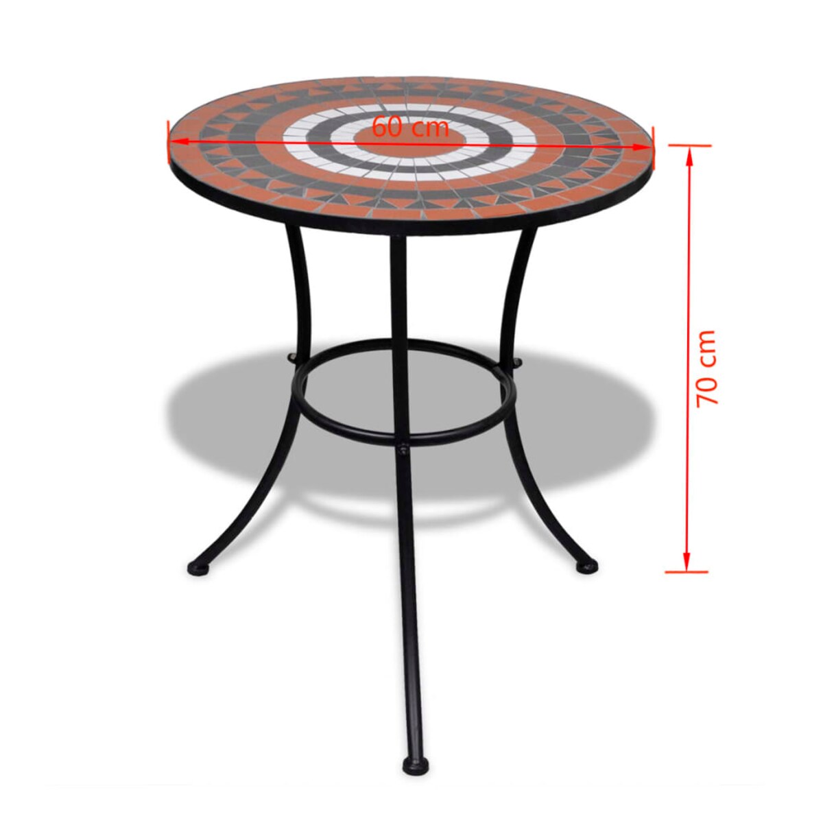 vidaXL Stolik bistro, terakota i biel, 60 cm, mozaikowy