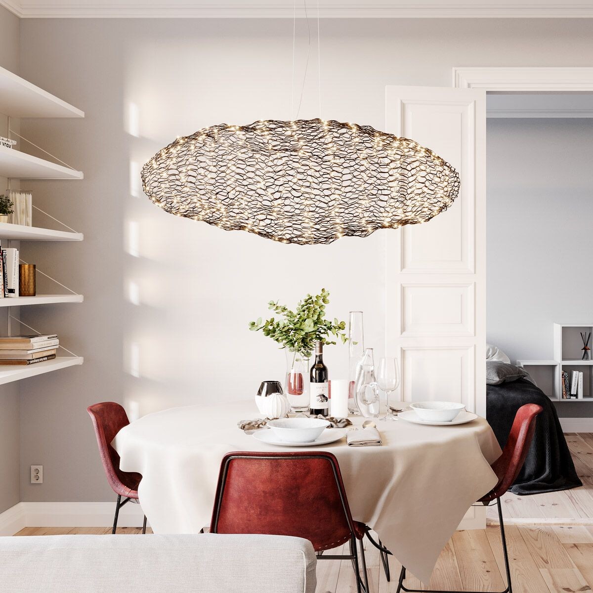 Ażurowa lampa wisząca Hayden czarny zwis LED 20W do salonu