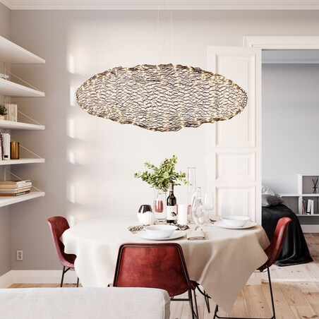 Ażurowa lampa wisząca Hayden czarny zwis LED 20W do salonu