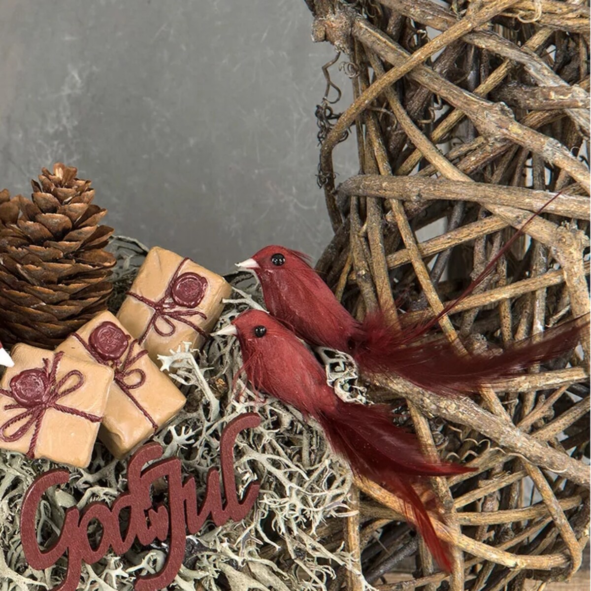 DEKORACJA OZDOBA DO DONICZKI PTAK czerwona do stroików z patykiem 3 szt.