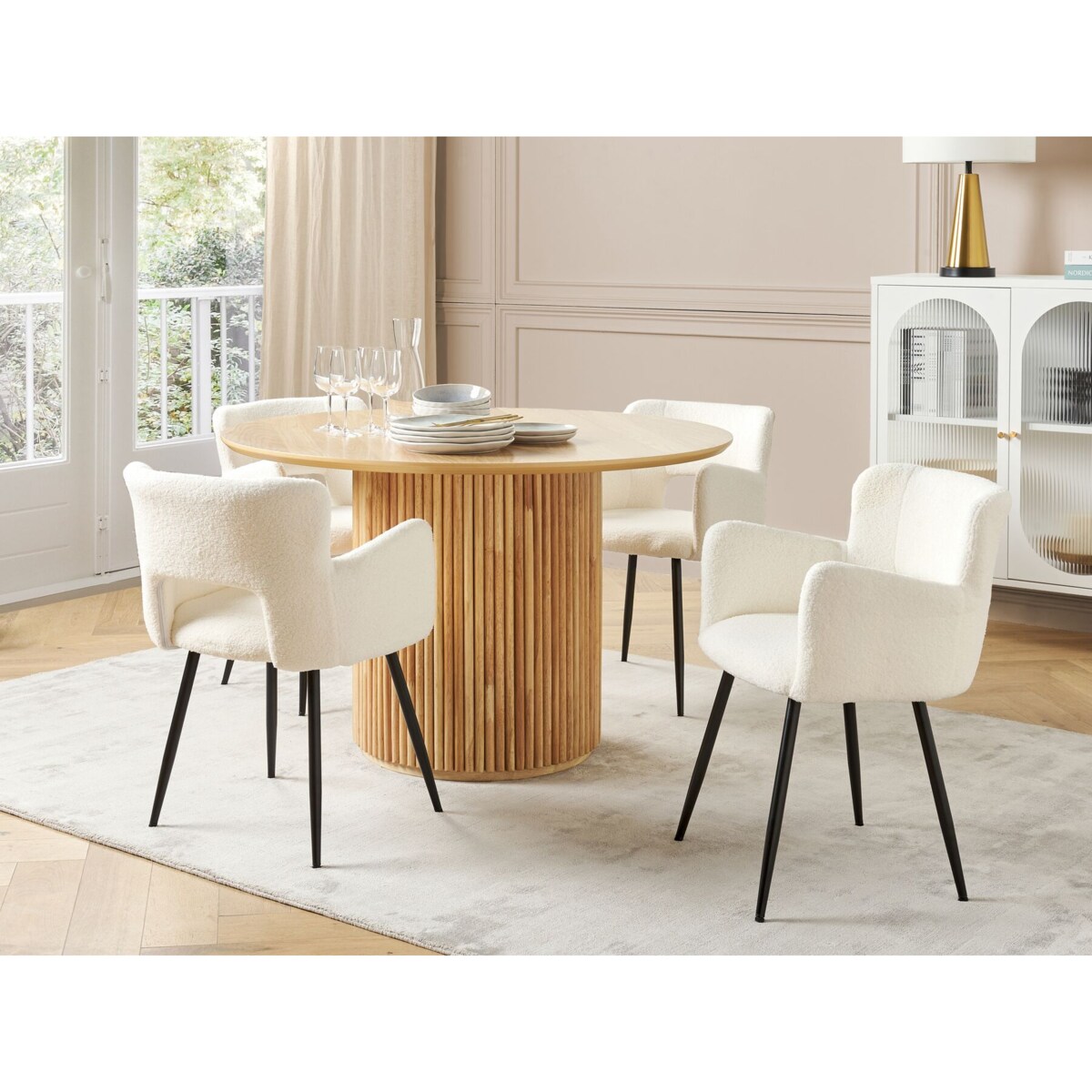 2 krzesła do jadalni boucle kremowe SANILAC