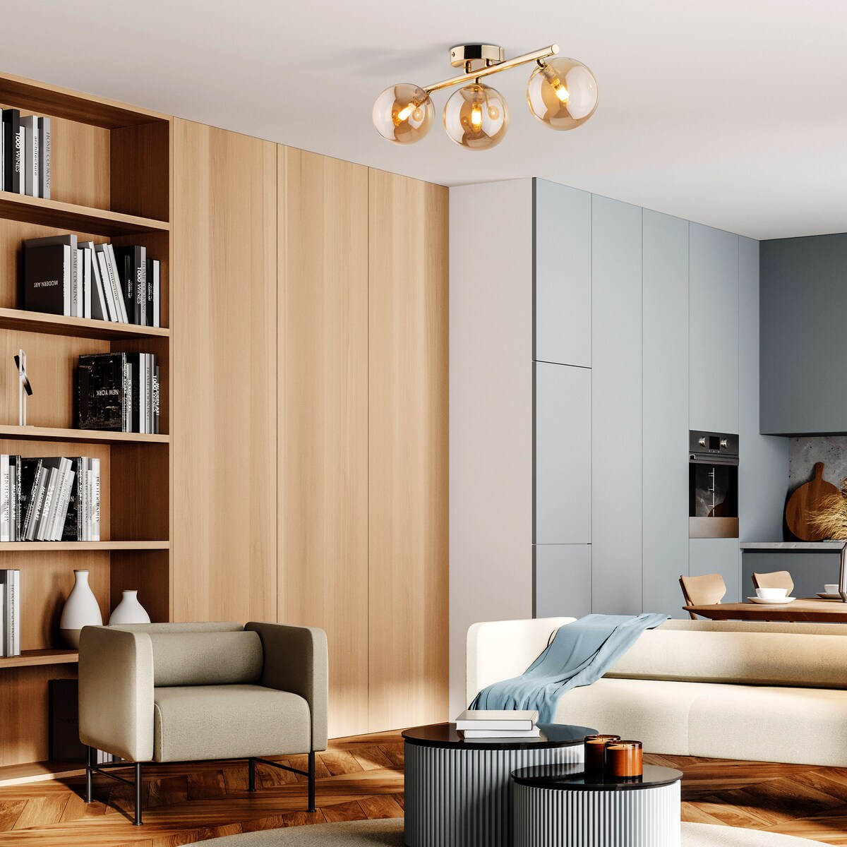 Lampa sufitowa TK Lighting ESTERA GOLD 5418 złota 3xG9 nowoczesna do salonu sypialni jadalni