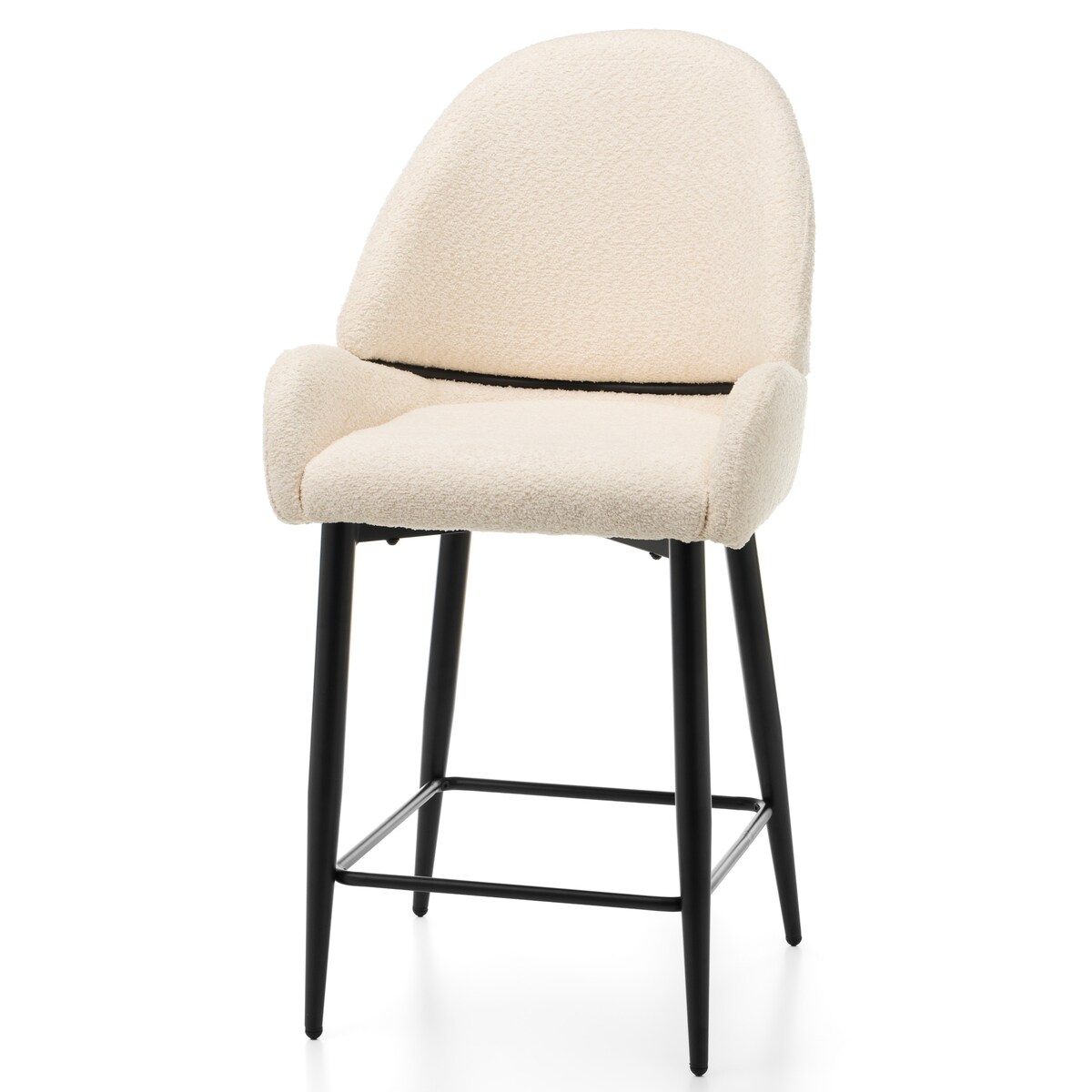 Hoker tapicerowany boucle do salonu BERGAMO jasnobeżowy