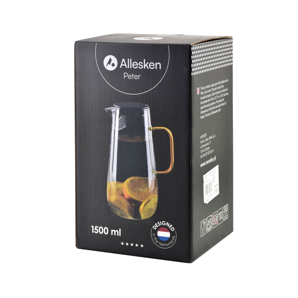 PETER Dzbanek szklany 1,5L szary