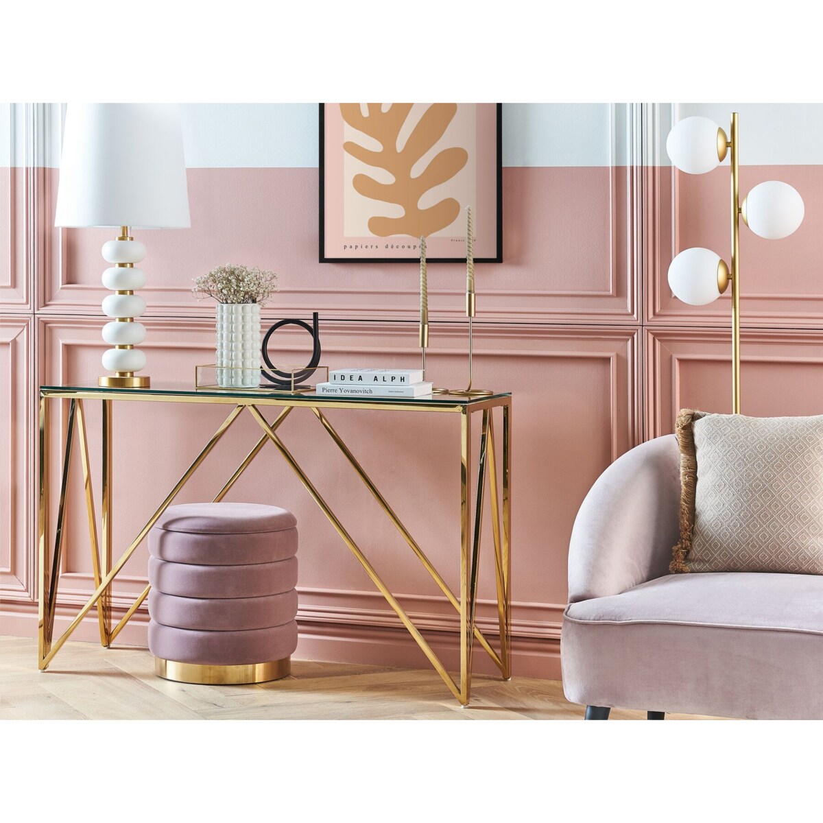 Konsola szklana złota WESO