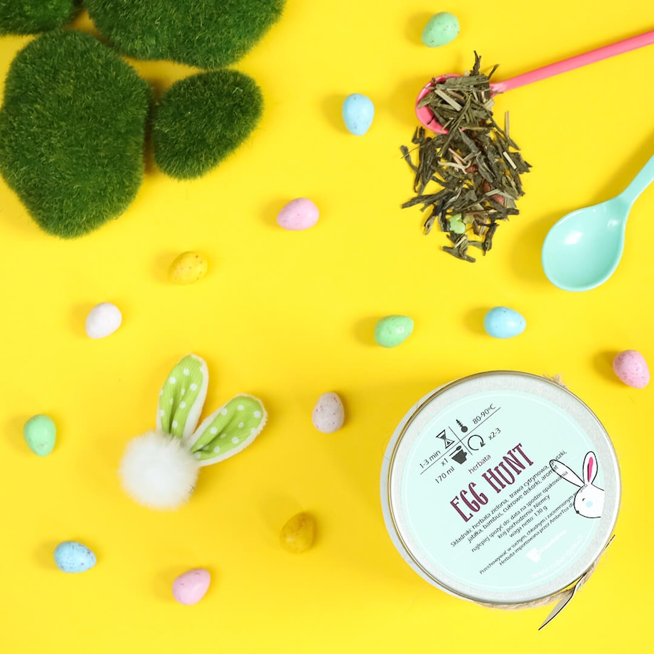 Herbata zielona o smaku EGG HUNT na wielkanoc 130g - prezent upominek na zajączka święta wielkanocne