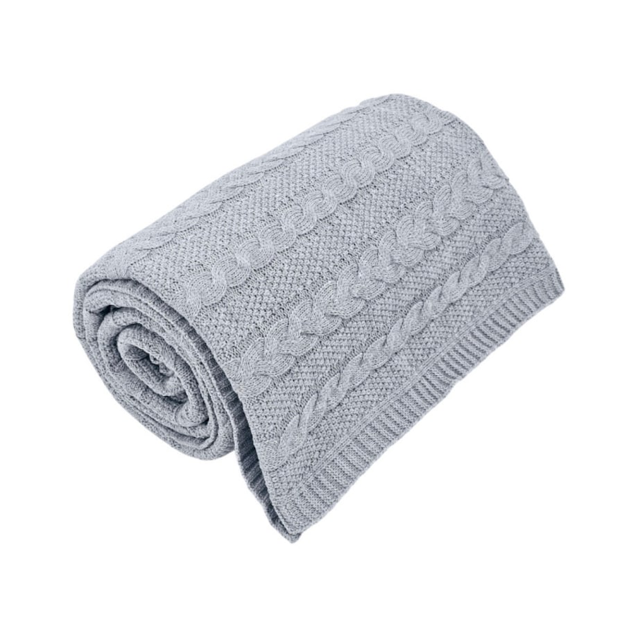 Koc dzianinowy bawełniany 200x220 cm – VENEZIA200 POPIEL