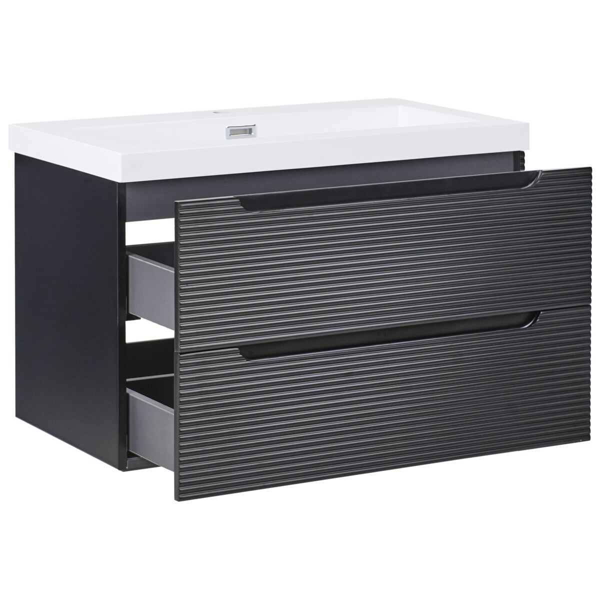 Szafka łazienkowa wisząca z umywalką MAKANA 80 cm Czarny