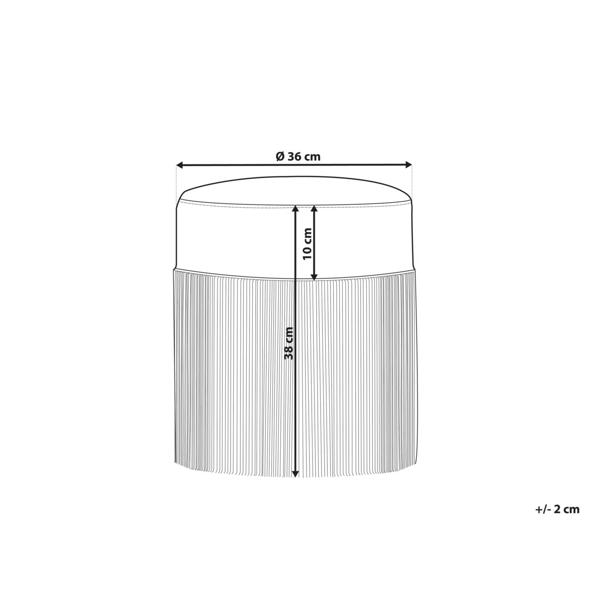 Puf z frędzlami ⌀ 36 cm beżowoszary VIRGINIA
