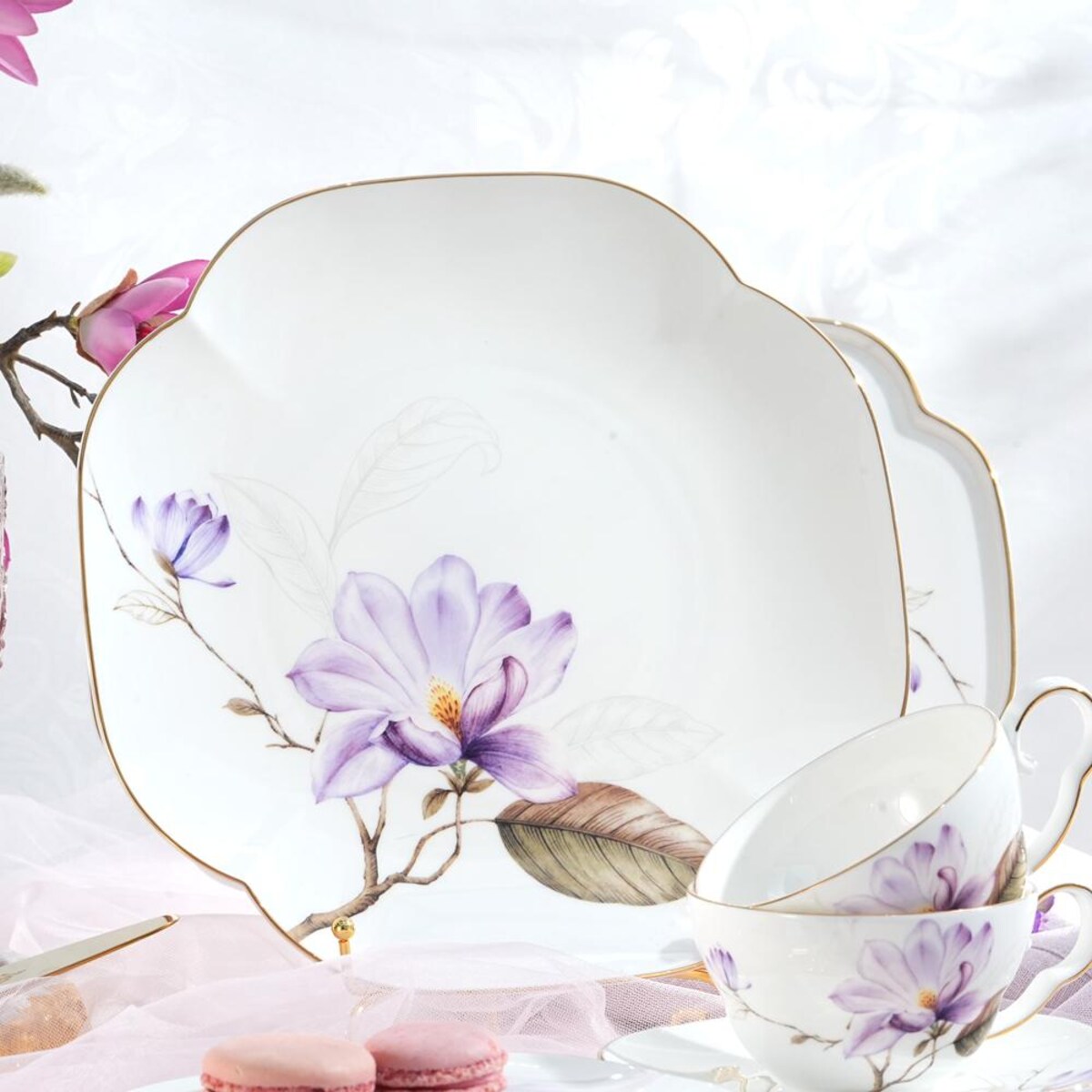 VILLA ITALIA Talerz do ciasta porcelanowy 25 x 25 cm SECRET of SPRING