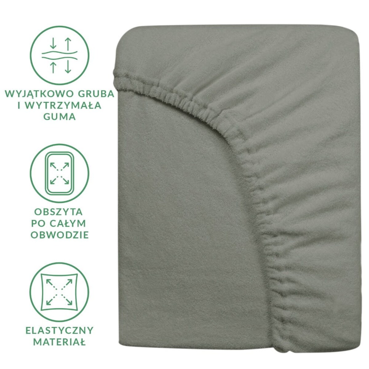 Prześcieradło z bawełny frotte z gumką 120x200 kolor szary PREMIUM