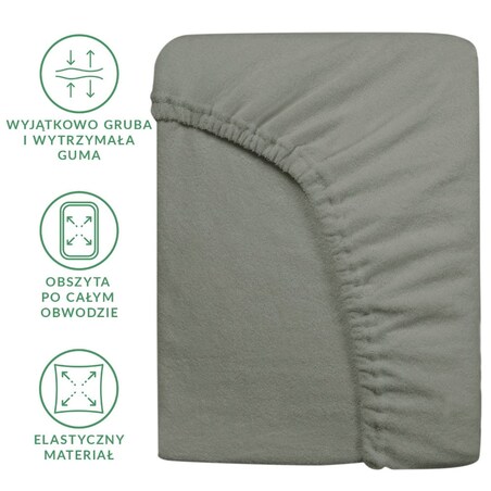 Prześcieradło z bawełny frotte z gumką 120x200 kolor szary PREMIUM