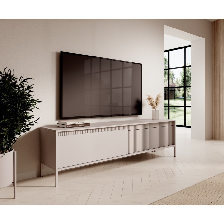 Szafka RTV 187 2D ENSO beżowa na metalowych nóżkach