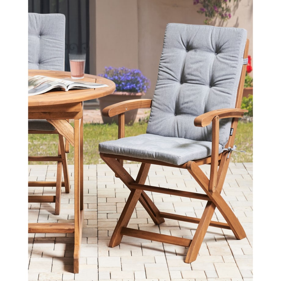 Zestaw 2 krzeseł ogrodowych z poduszkami MAUI PREMIUM Drewno akacjowe Szary