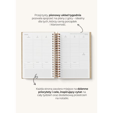 Planner Tygodniowy 2026 na spirali – Amaranth