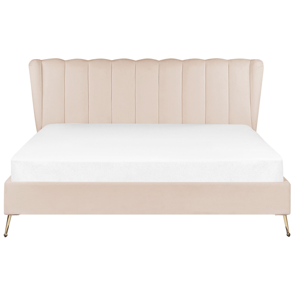 Łóżko welurowe 180 x 200 cm z portem USB beżowe MIRIBEL