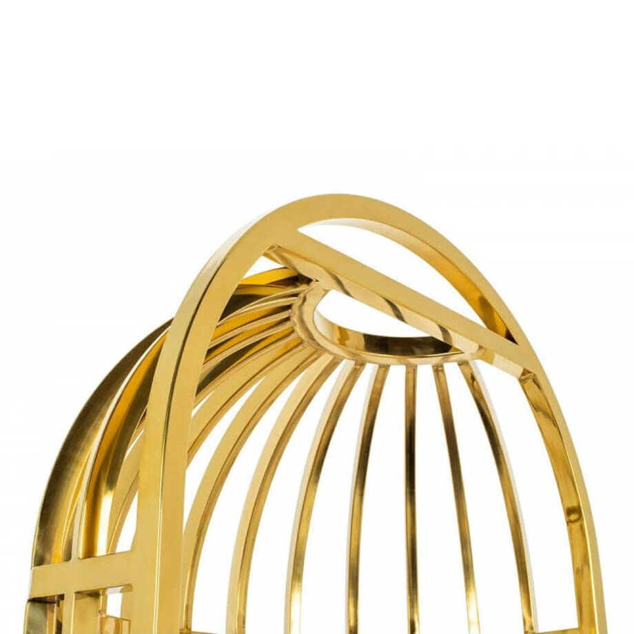 Welurowy fotel klatka Lord KH1501100109 King Home metal beżowy złoty
