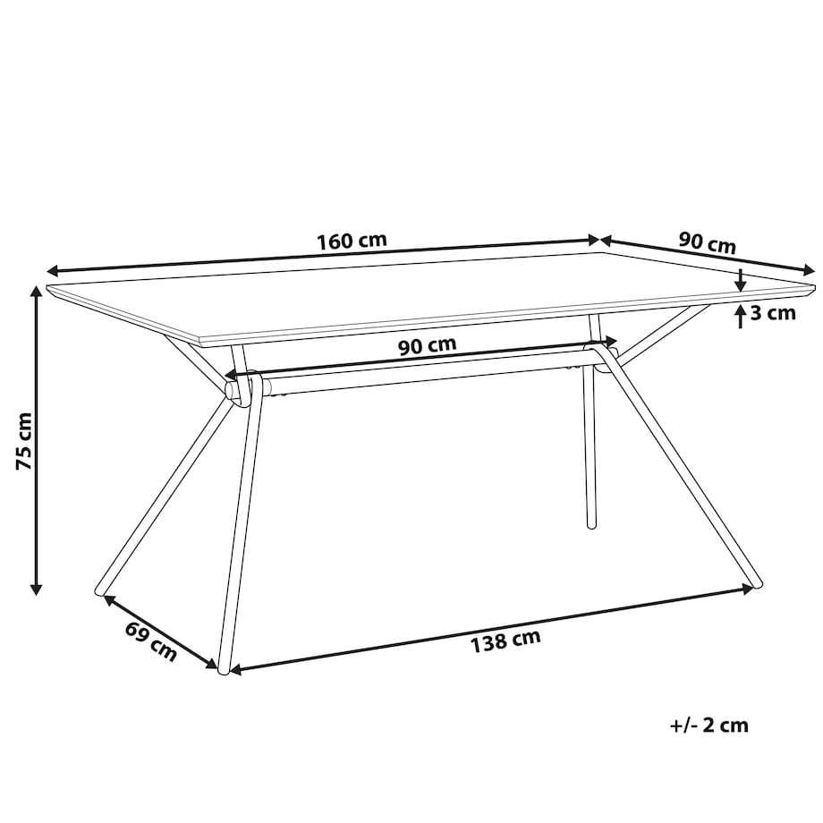 Stół do jadalni AMSTERDAM Ciemnobrązowy 160 cm 90 cm