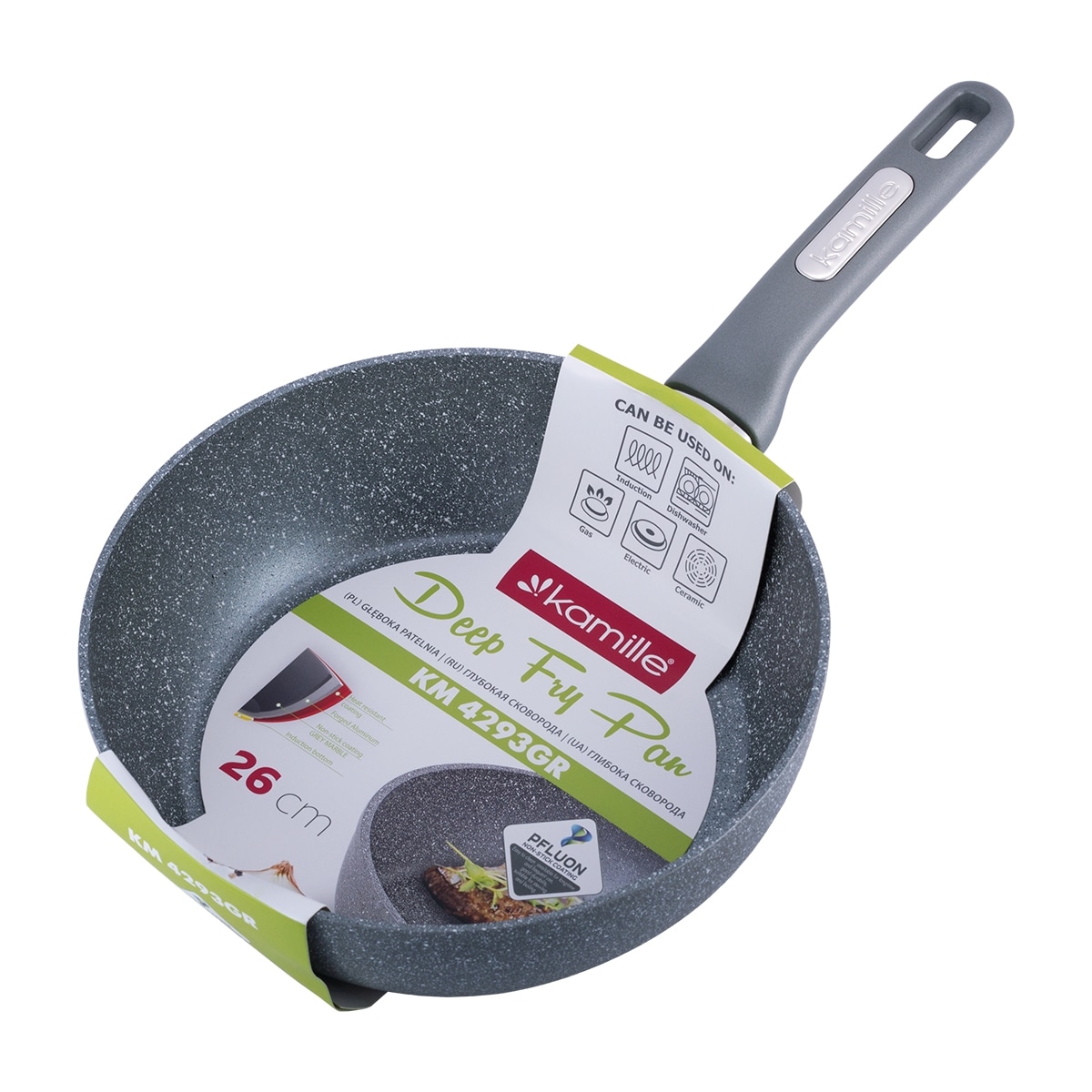 Patelnia głęboka wok granitowa 26cm indukcja KAMILLE