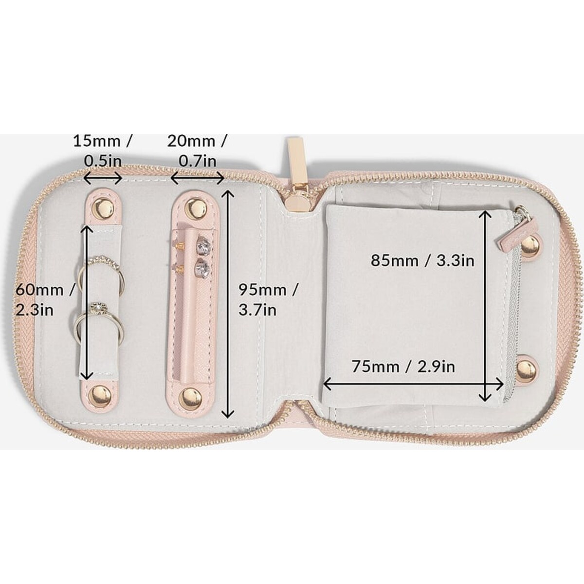 Pudełko podróżne na biżuterię z miejscem na pierścionki Stackers małe granatowe