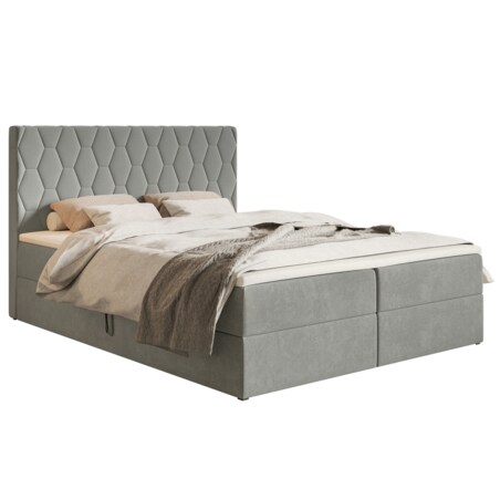 Łóżko kontynentalne G8 do sypialni 140x200 z pojemnikiem i materacem-szary