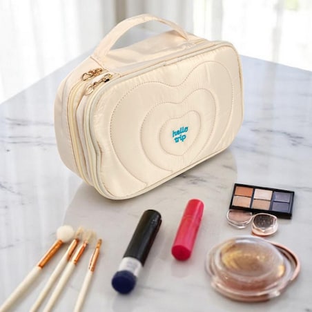 Kosmetyczka damska pikowana kuferek z rączką 24 x 9 x 15 cm KS132K