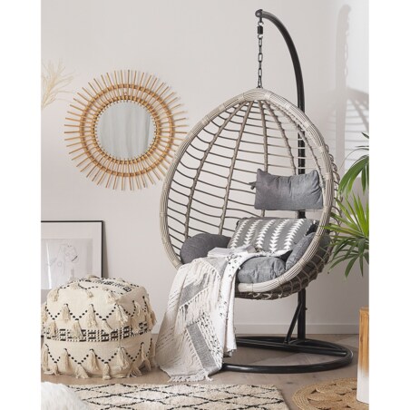 Fotel wiszący ze stojakiem TOLLO Technorattan Szary