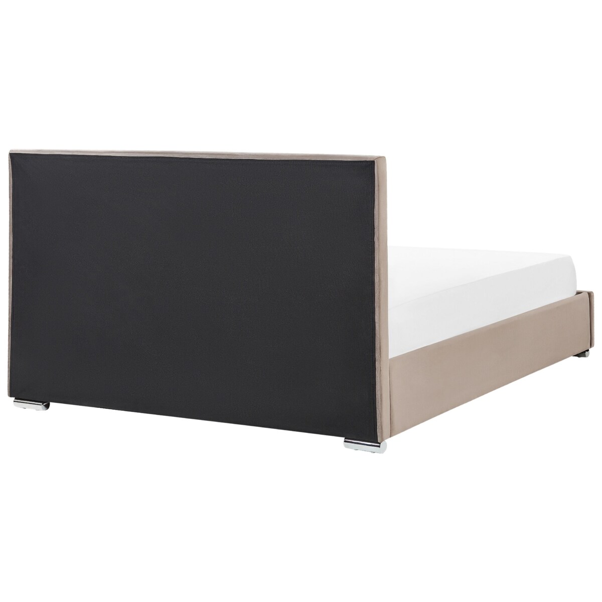 Łóżko z pojemnikiem welurowe 180 x 200 cm beżowoszare ROUEN