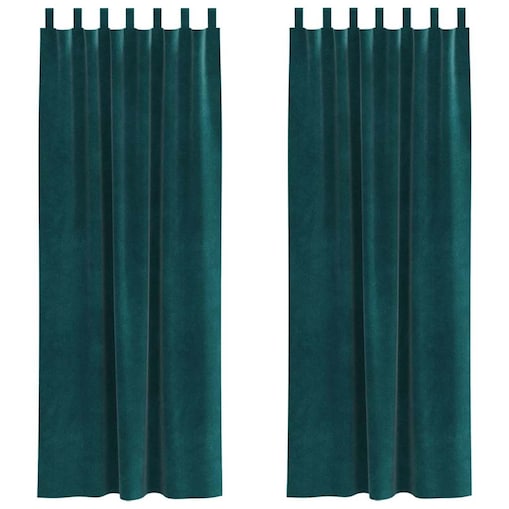 vidaXL Zasłony z zasłonami 2 pcs Ciemnozielony 140 x 260 cm Aksamit
