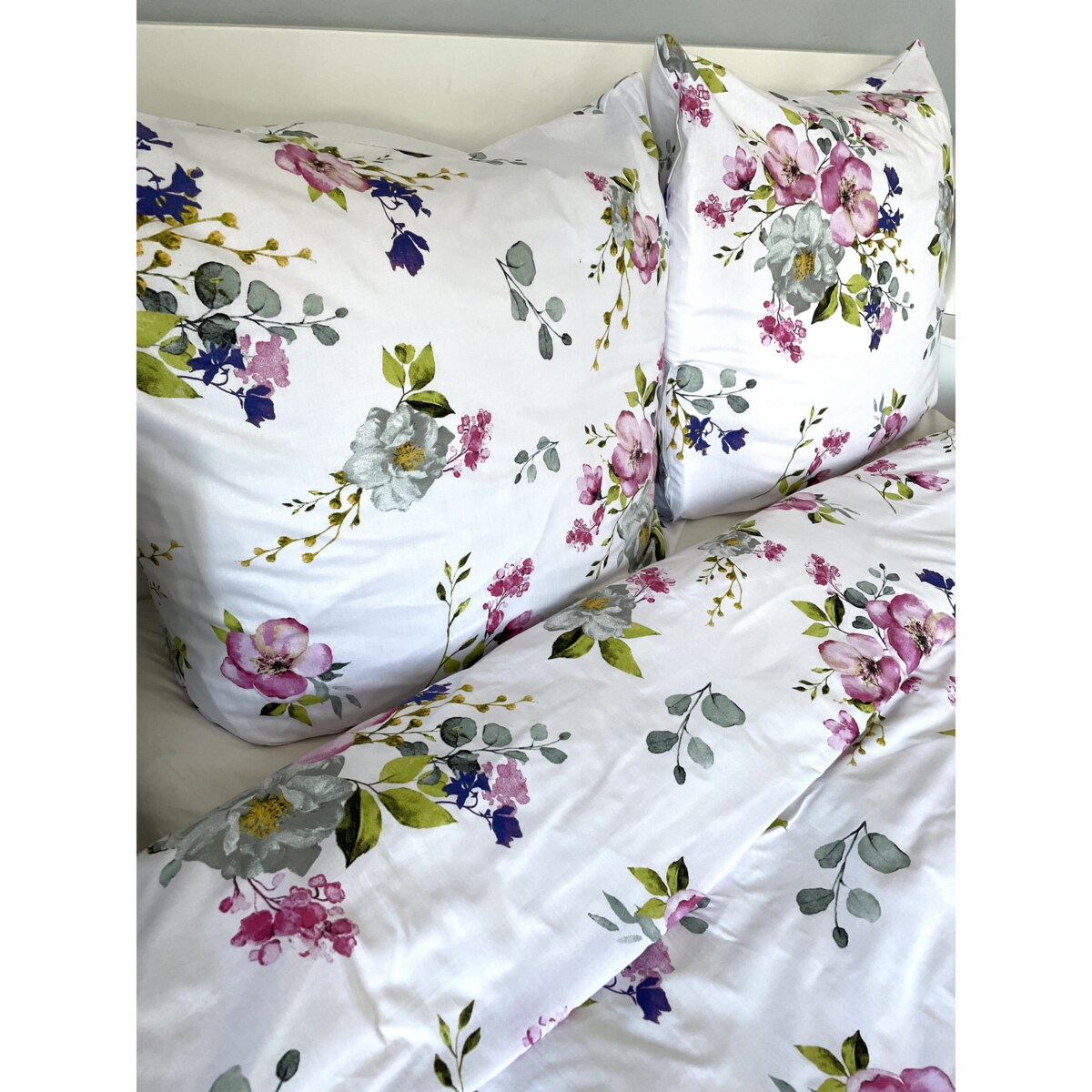 Pościel bawełniana satynowa 160x200cm Kwiaty Jabłoni Białe Polska